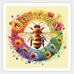 Earth Day Bee and Flowers Sticker